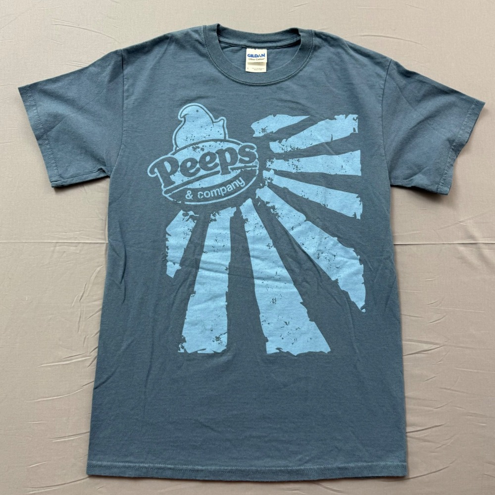 Peeps & Company Graphic T Shirt Mens Small Blue Gildan Ultra Cotton Short Sleeve